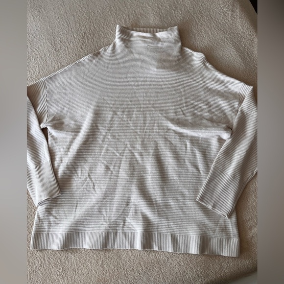 NWT Chelsea & Theodore Pale Sand Ribbed Mock Neck Sweater L - Picture 8 of 11